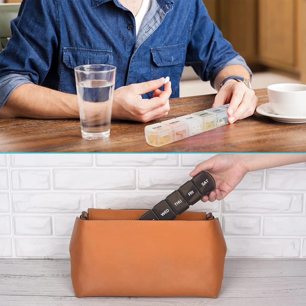 Compact Weekly Pill Organizer for Daily Vitamins and Supplements