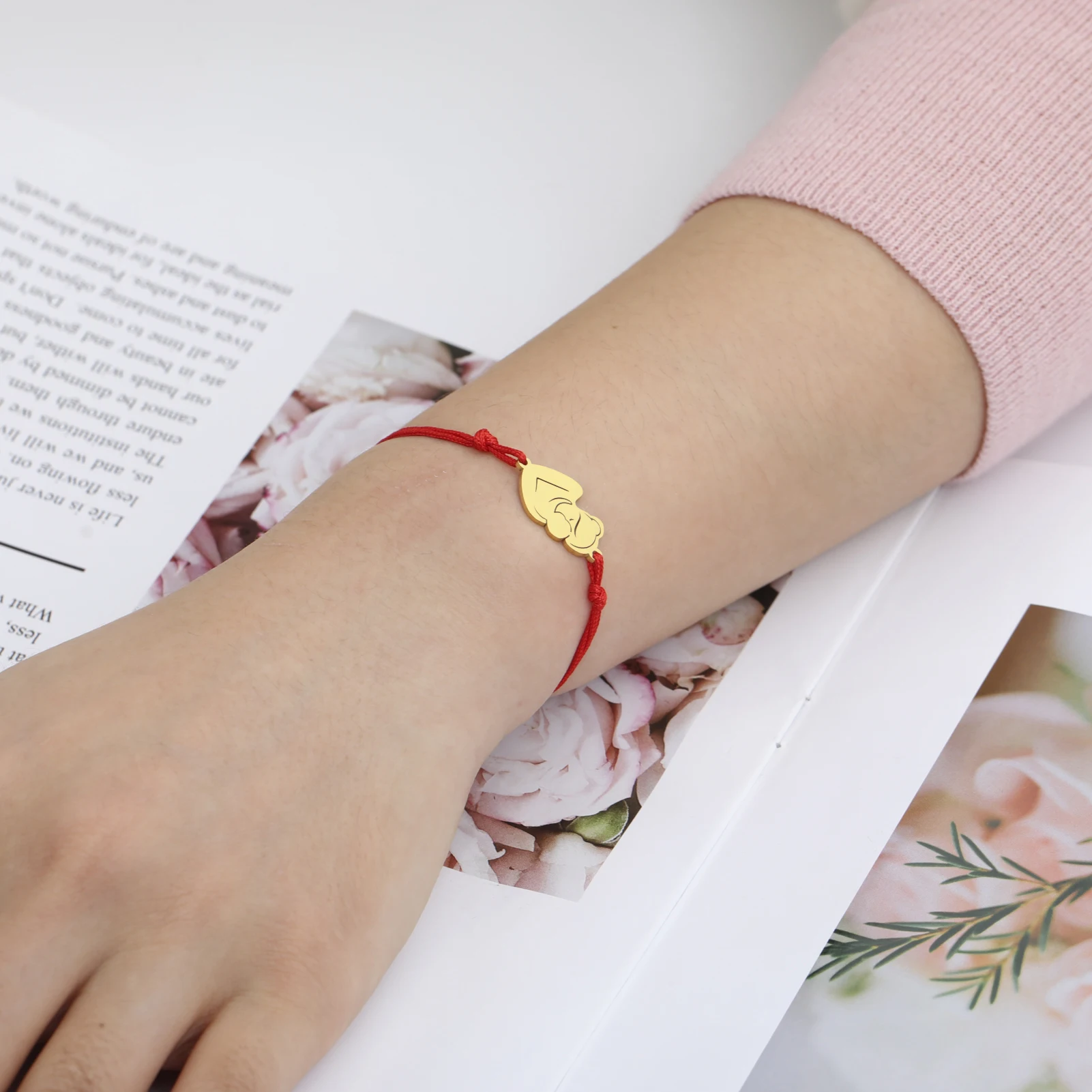 Cazador Edelstahl Familie Schwangere Mutter Kind Papa Charm Armband für Frauen Muttertag Geschenk Wachs Seil Armbänder Schmuck 2026 – Detail 10