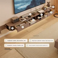 Solid Wood Suspended TV Stands Creative Wall-mounted Storage TV Cabinet Living Room Furniture Home Designer Center Table h 4
