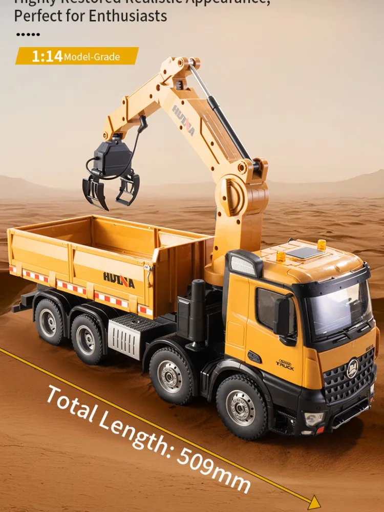 2025 HUINA 538 RC Car 26CH Tractor Remote Control Alloy Wooden Grab Bucket dump truck RC Engineering Car Toy Boy Gift 6
