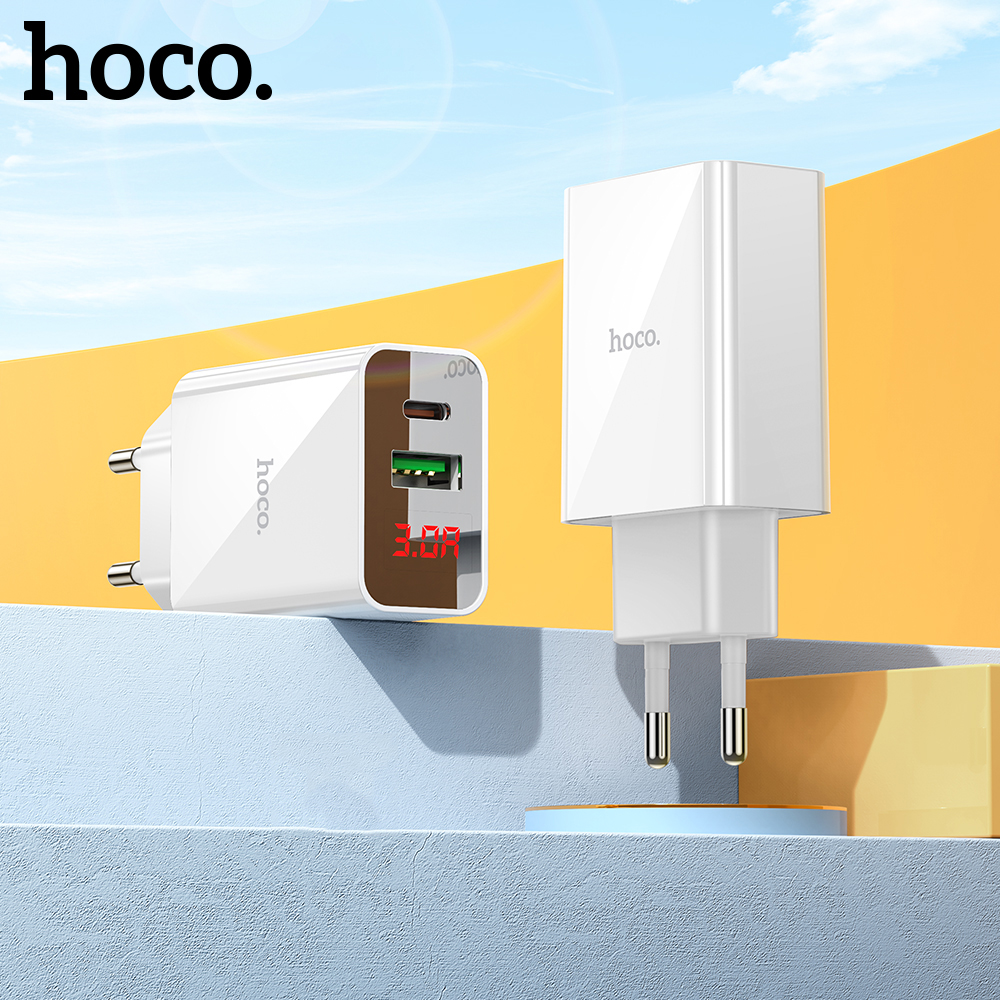 HOCO Digital display USB C 20W PD Fast Charger Quick Charge 4.0 3.0 USB Type C Fast Charger for iPhone 14 Plus 13 12 11 Xiaomi