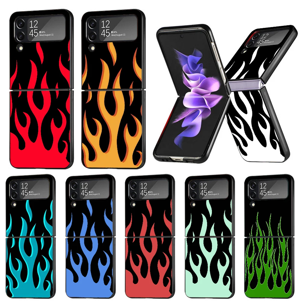 Cool Green Red Flame Fire Custodia Rigida Per Pc Posteriore Per Samsung Galaxy Zflip 5 Z Flip 4 Zflip3 Z Flip 3 5G Zflip4 Flip3 Zflip5 Cov