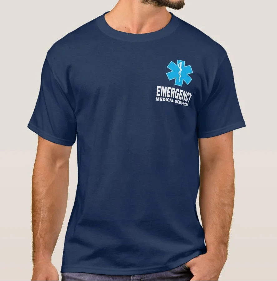 Star of Life EMS Medical Paramedics Duty Wear T Shirt. High Quality Cotton, Breathable Top, Loose Casual T-shirt S-3XL