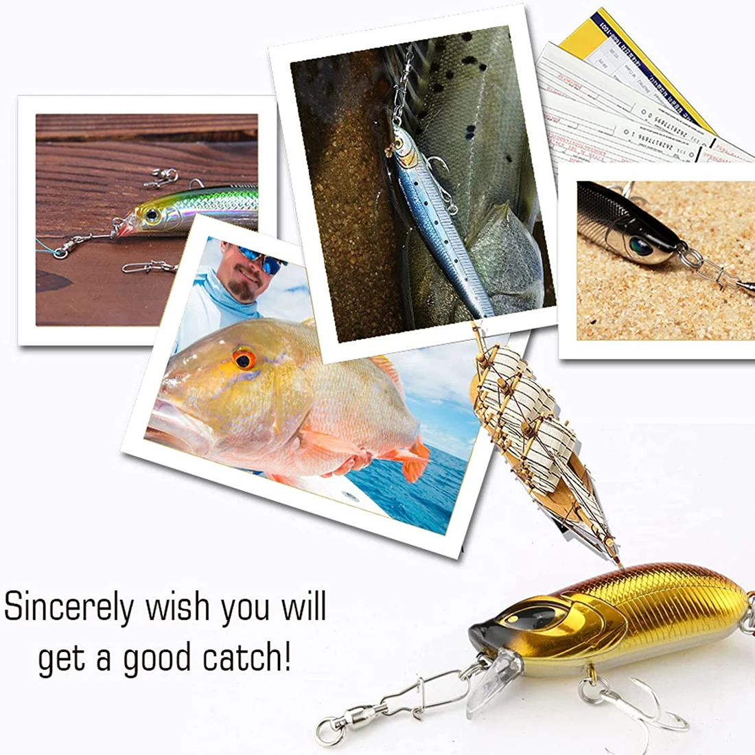 9KM 10Pcs Fishing Ball Bearing Swivels Duolock Snap Stainless Steel Fishing Connector Swivels Crane Barrel Lure Fish Tackle