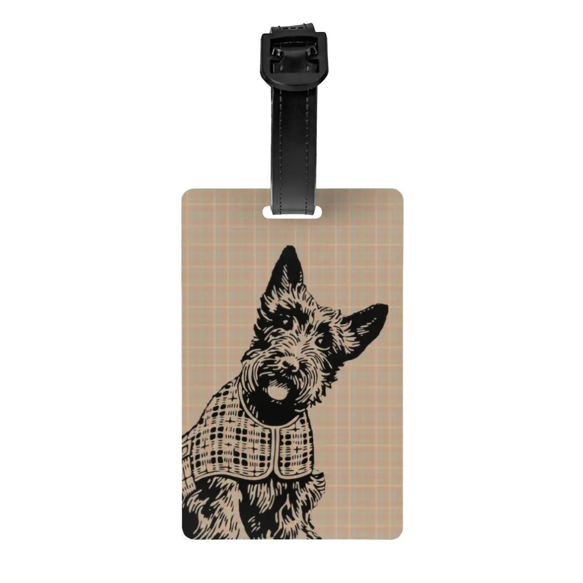 

Custom Scottish Terrier Dog Confused Luggage Tag Privacy Protection Funny Scottie Baggage Tags Travel Bag Labels Suitcase