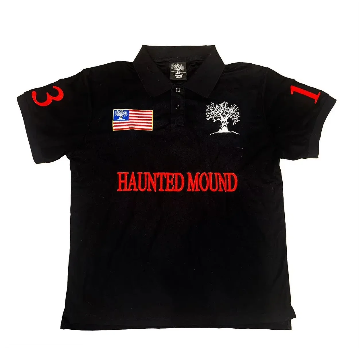 HAUNTED MOUND ポロシャツ Y2K Y2K Haunted Mound Polo Shirt America Retro Street Hip Hop