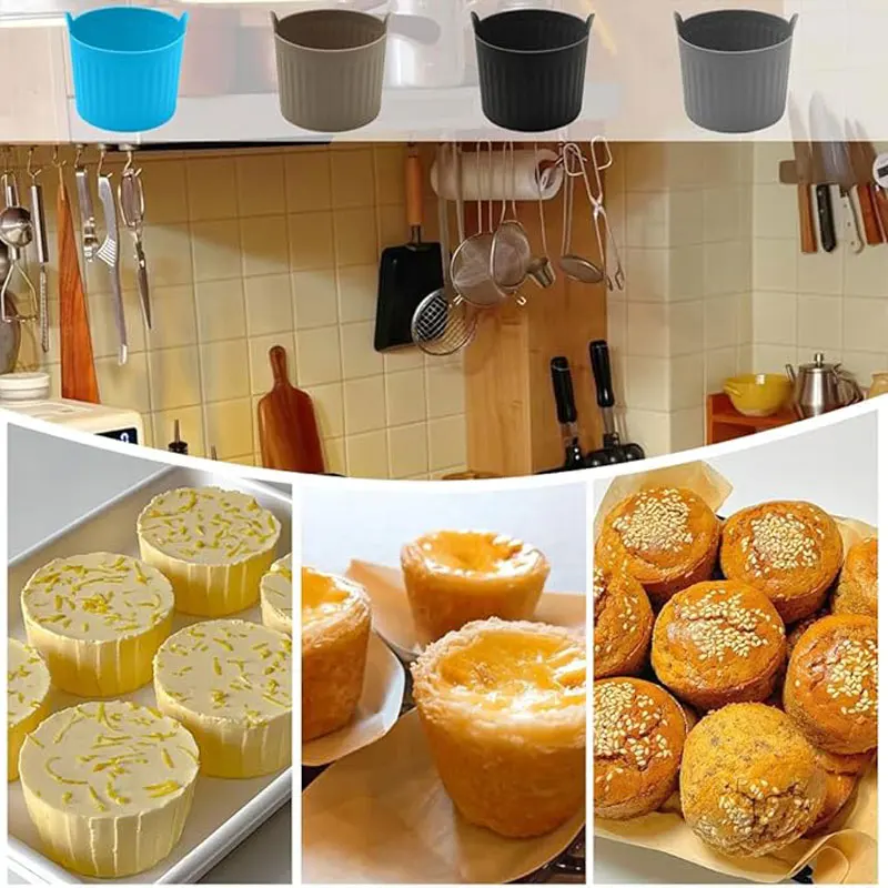 1/6pcs Air Fryer Baking Mold Food Grade Silicone Mold Cup, Non-stick Air Fryer Suitable for Cupcakes, Muffins, Eggs and Desserts