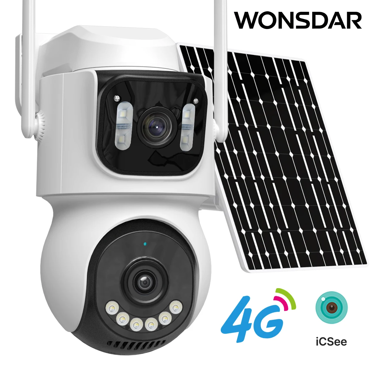 WONSDAR 4G Solar Kamera Batterie Outdoor Wireless 24/7 Aufnahme PTZ IP Kamera Auto Tracking Sicherheit Video Überwachung iCSee