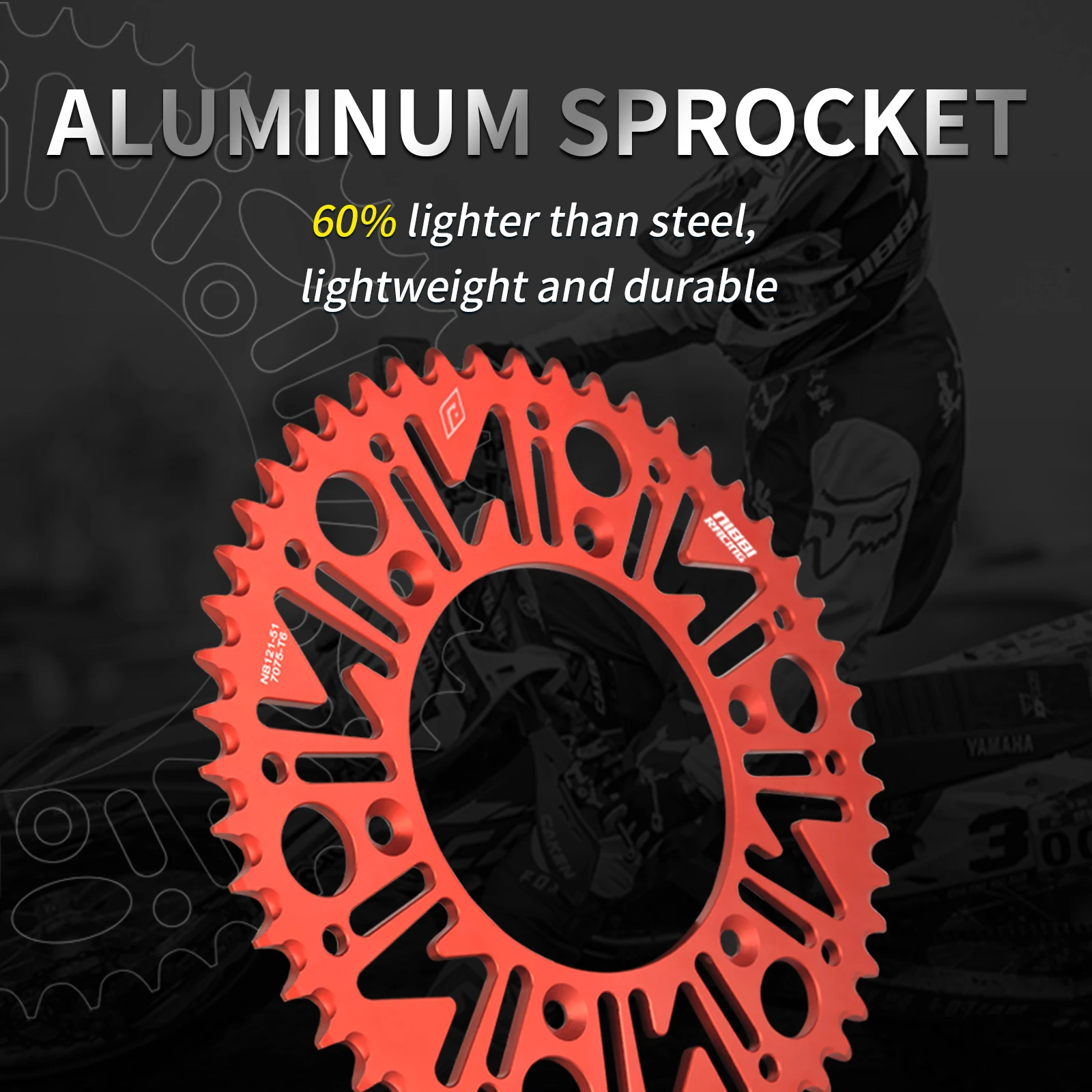 NIBBI Aluminium 49T 50T 51T Motorrad-Hinterkettenrad für KTM EXC SX MXC Honda CRF 450 XR 400cc Yamaha Dirt Bike – Detail 9