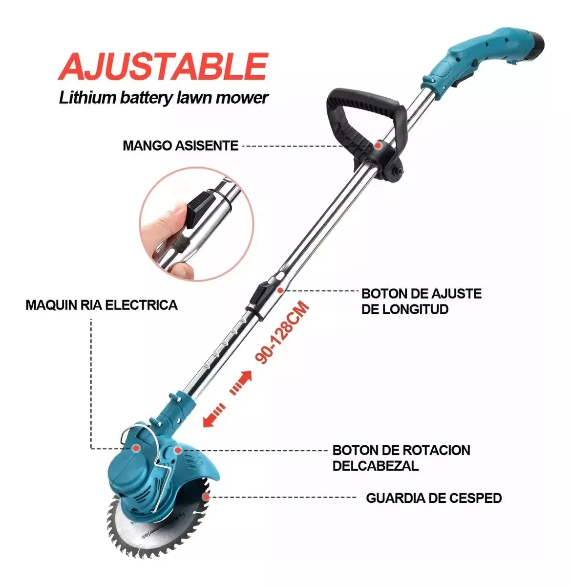 Cordless Lawn Mower Handheld Electric Grass Trimmer Adjustable Garden Tools For Makita 12V Battery 6