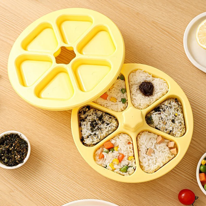 6-in-1 삼각형 초밥 틀, 밥뭉치 프레스 메이커, 논스틱 초밥 메이커, 주방 도구, 도시락 용품, 김용