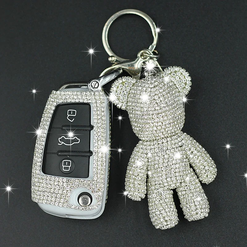 

ICAR Diamond Style for Audi A2 A3 A4 A6 A6L A8 Q7 TT 2 3 Button Flip Folding Remote Car Key Case Cover Fob Keychain Accessories