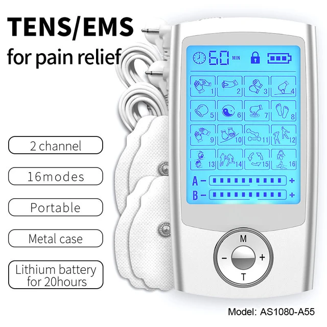 Comprar Instrumento de fisioterapia TENS de doble salida, 16/24 modos,  acupuntura de pulso de baja frecuencia, masajeador de cuerpo entero