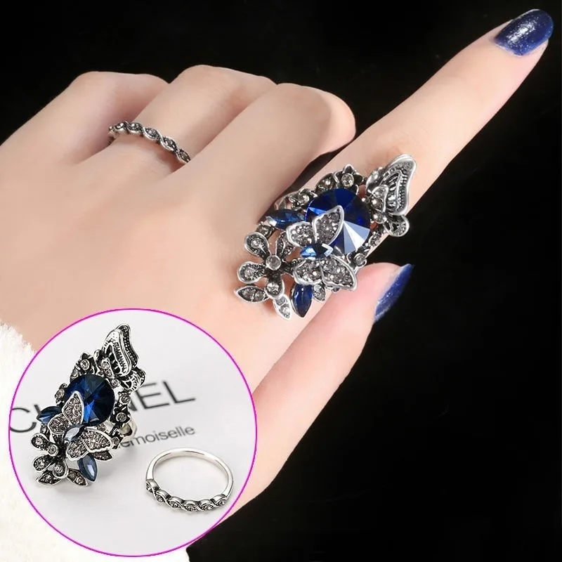 BSLVWG Anillo De Plata Para Las Mujeres Anillo De Plata De La Mariposa Colorido Cubic Zirconia Mariposa Anillos Pulgar Abierto Anillos De Dedo Anillo Ajustable Jwelry Para Las Mujeres De Las Muchachas