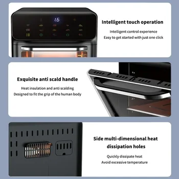 12L Electric Air Fryer Large Capacity Convection Oven Deep Fryer Without Oil Kitchen 360°Baking Viewable Window Home Appliance 5