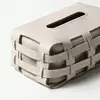 Nordic Luxury Leather Paper Holder Double Plaid Woven Tissue Box Luxury Desktop Napkin Organizer Home Creative Handkerchief 4