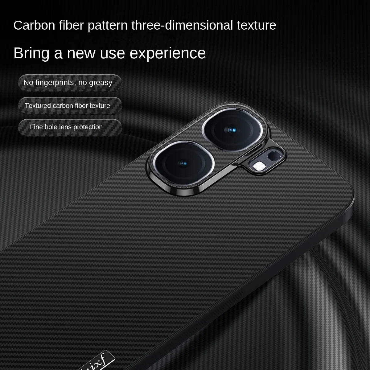 Carbon Fiber Pattern Business Style Phone Case with Lens Protection and Shockproof Back Cover