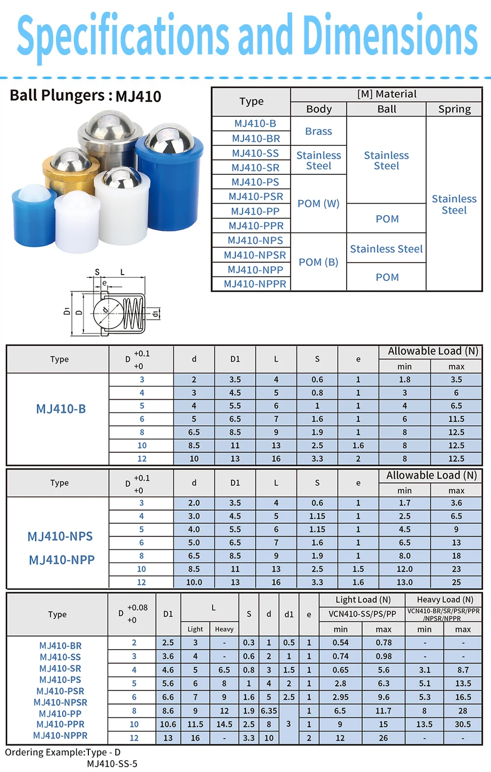Description Picture 3 of itemIn Stock Stainless Steel Press-in Type Precision Plunger Main Body Elongated Positioning Bead Fixed Spring Ball Head Plunger  ﻿