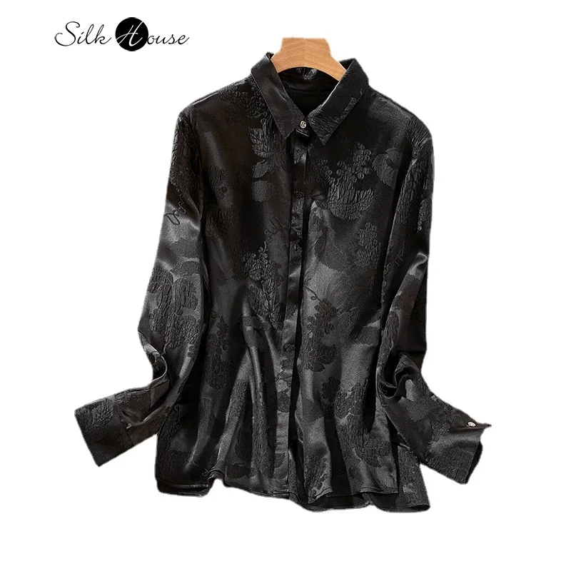 2024 Spring New 93%Mulberry Silk Square Neck Long Sleeve Elastic Crown Crepe Embossed Jacquard Gorgeous Fashion Women's Wear 50m couplet paper blank handwritten wax dyed rice paper calligraphy brush hot embossed and spring couplet paper