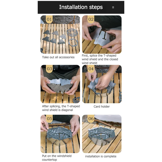 Kültéri Gáz Szélálló Kemping Kályha Szélvédő Rozsdamentes Acél Cserélhető Főzési Gáztartály Kemence - Image 5