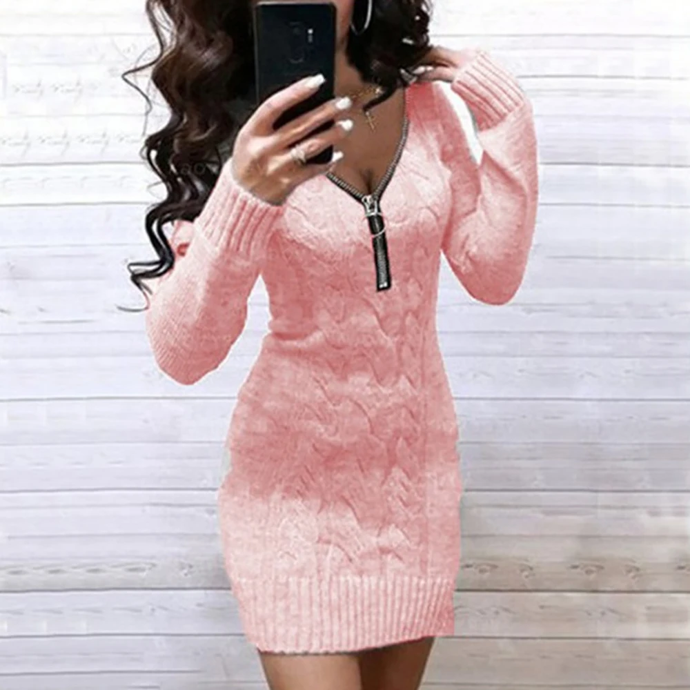 Warm Women's Long Sleeve Knit Jumper Dress main image 0