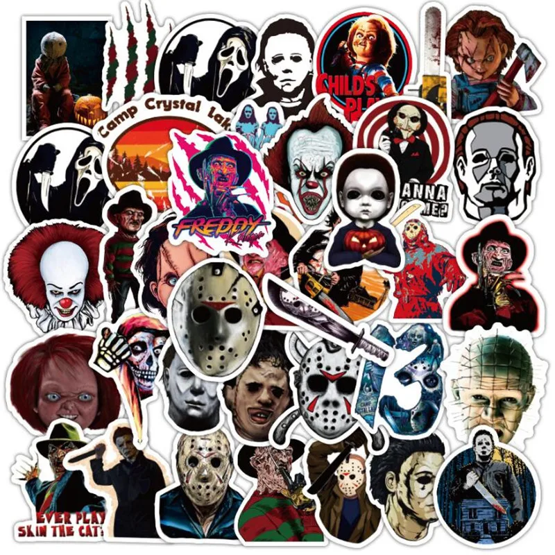 50PCS Black Friday Thriller Horror Character Graffiti Laptop Luggage Skateboard Guitar Waterproof Sticker 3