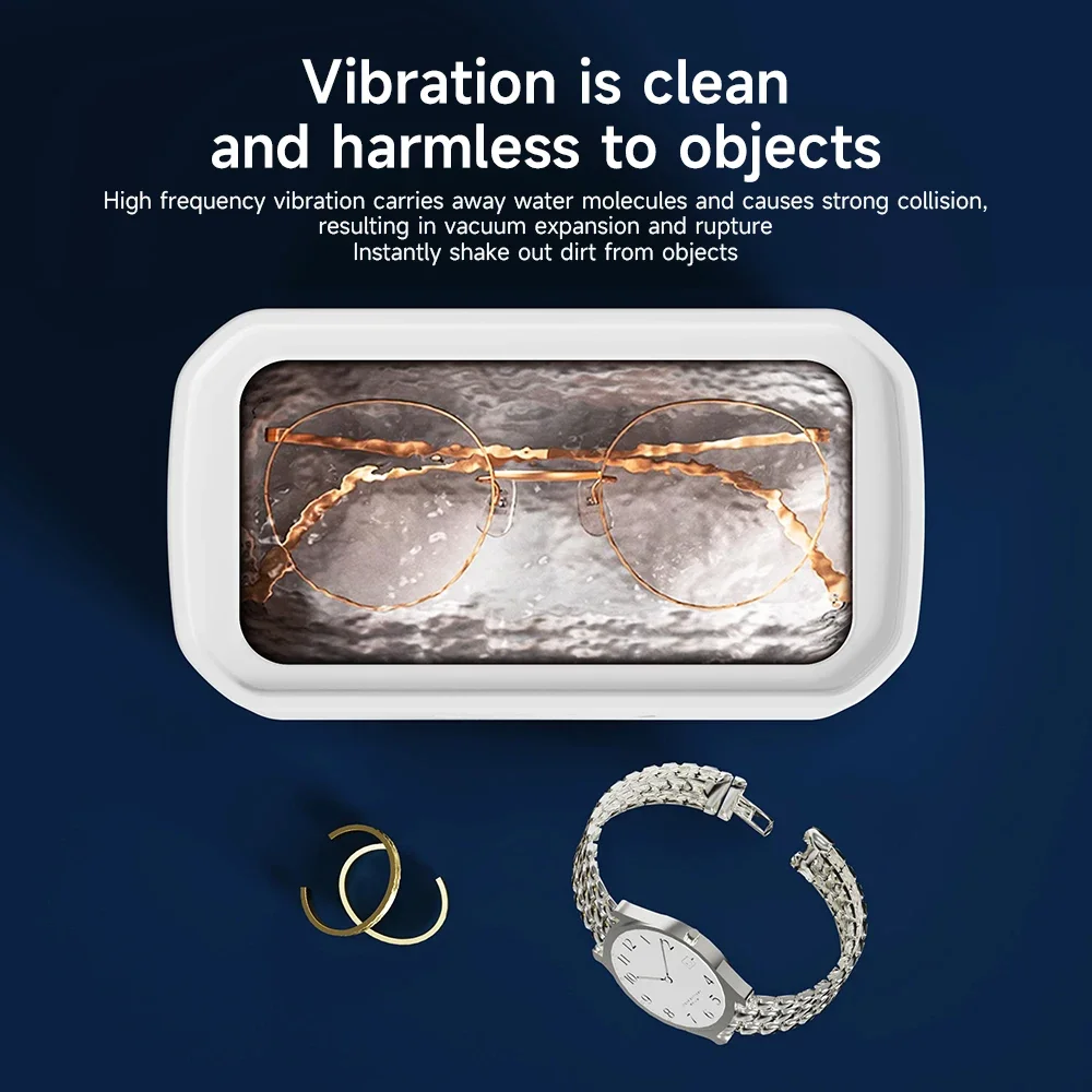 TINSOL 49KHZ High-Frequency Ultrasonic Cleaner 650ml Mini Vibration Cleaning Machine Suitable for Glasses Jewelry and Dentures 3