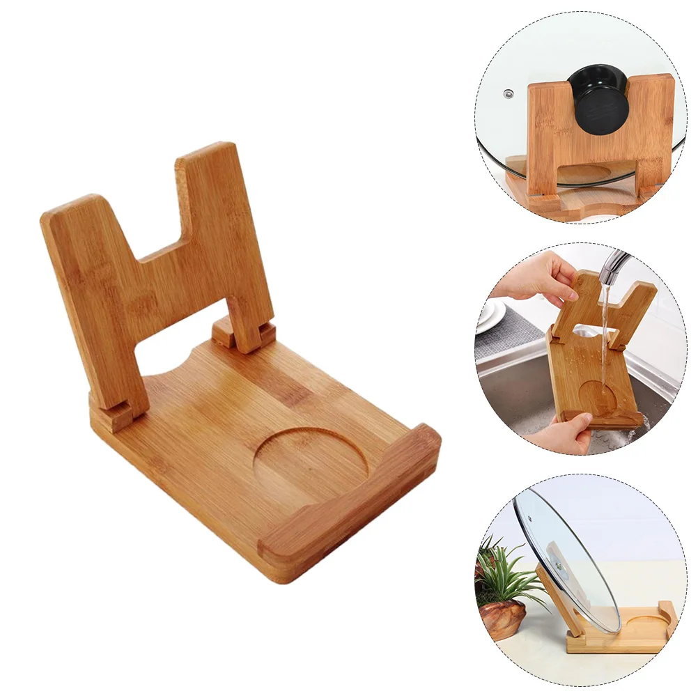 

Lid Rack Pan Rest Pot Cover Spoon Pans Bamboo Utensil Holder