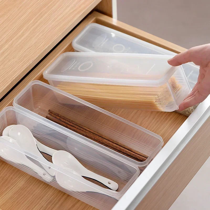 Noodle Food Preservation Box Kitchen Plastic With Lid Sealed Container Large Capacity Rectangular Fruit Egg Refrigerator Storage