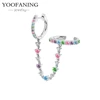YUXINTOME 1 PC 925 en argent Sterling aiguille d'oreille coloré Zircon chaîne gland boucles d'oreilles pour les femmes deux trous boucle d'oreille bijoux A45