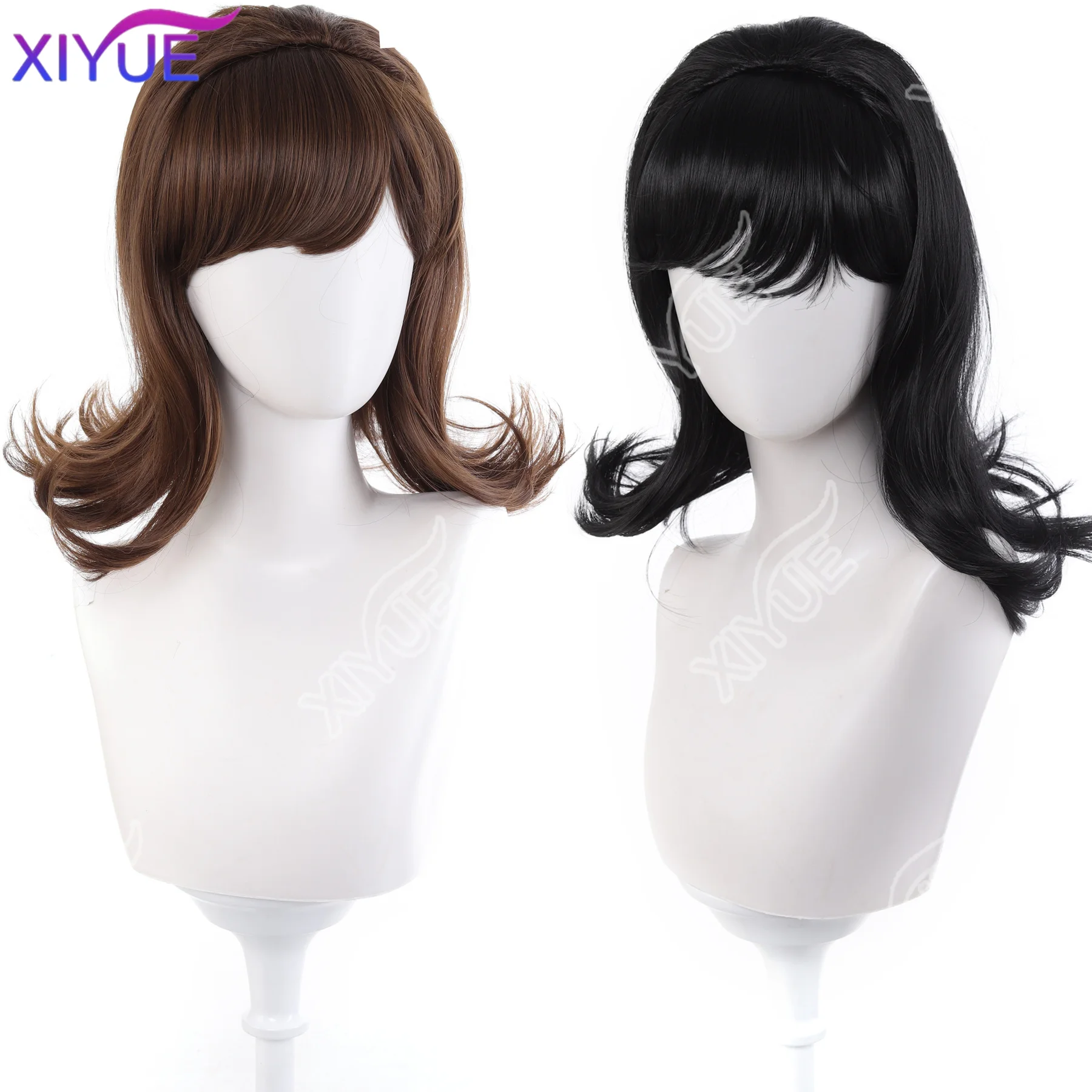 XIYUE Retro wig Anti curling European style French style Ruili style Classical black synthetic wig European and American cosplay