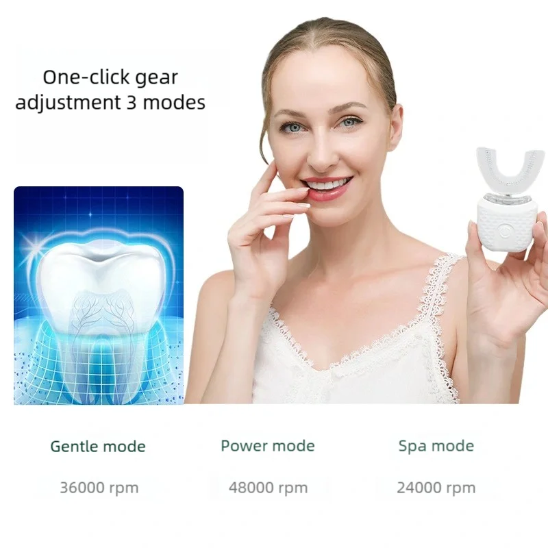 Portable U-shaped electric toothbrush, ultrasonic 360-degree cleaning, silicone whitening automatic toothbrush, oral tool 3