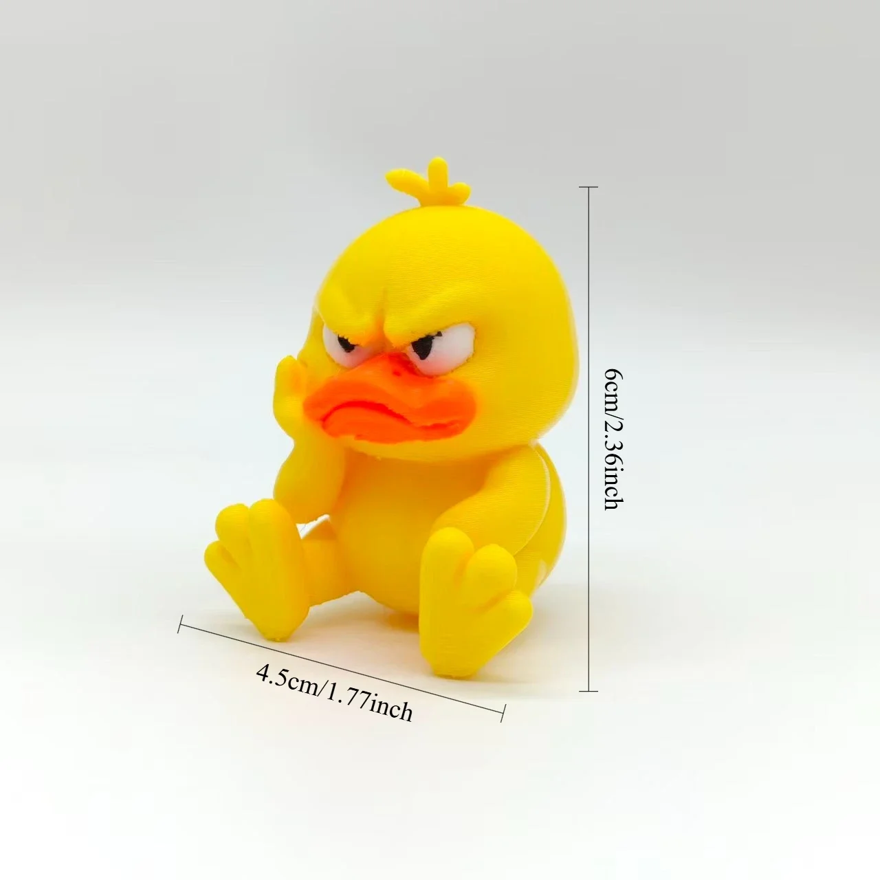 3D Printed Angry Yellow Duck Statue Funny Home Car Decor White Eyed Duck Model Figurines & Miniatures