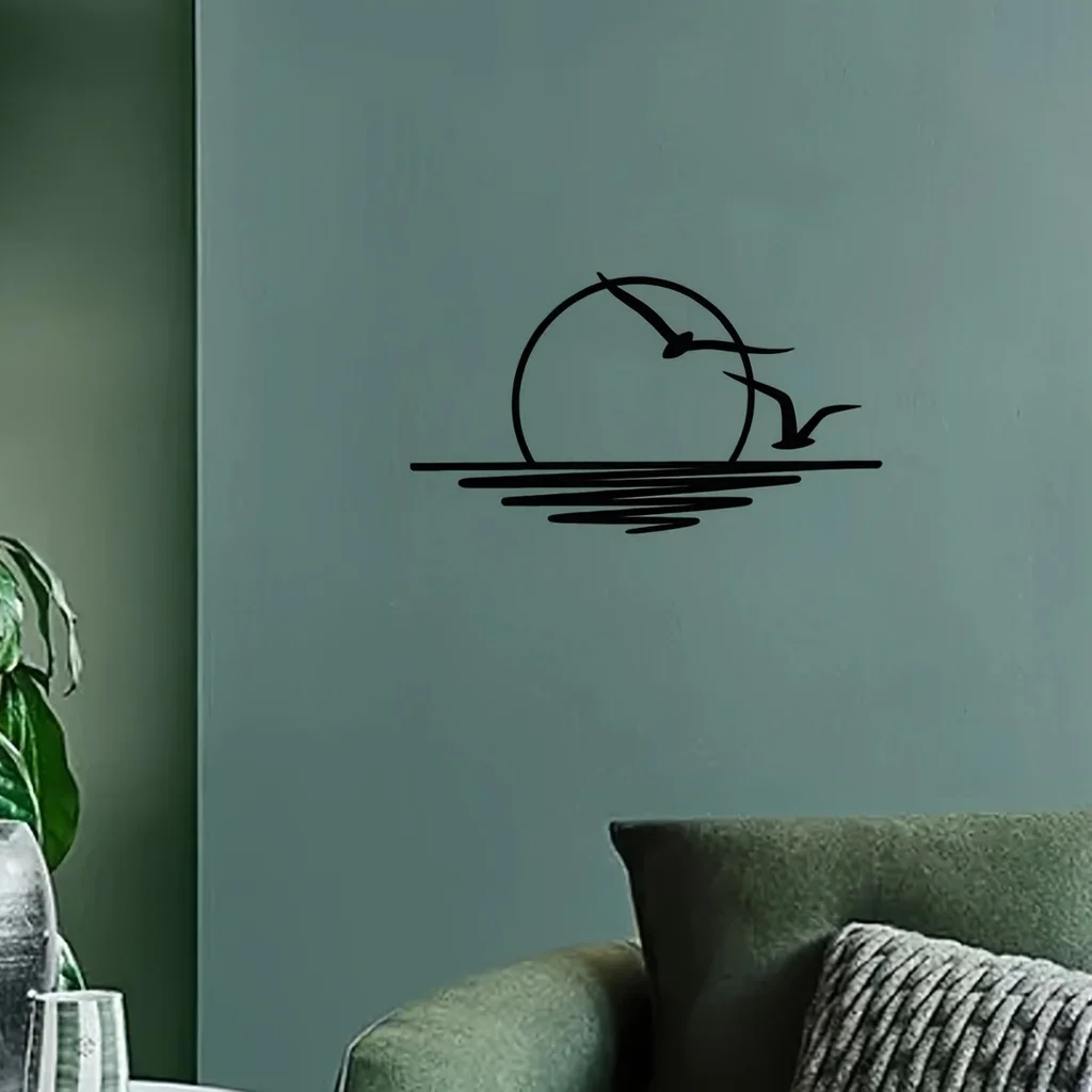

1pc Sunrise Theme Decor Wall Art Decorations, Indoor Livingroom Black Classic Room Decor Wall decor metal wall hanging