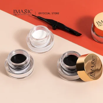 IMAGIC-2 색 젤 아이라이너, 방수, 빠른 건조, 오래 지속되는 아이 라이너 크림, 브러시 페이스 페인트 포함, 전문가용 화장품 도구