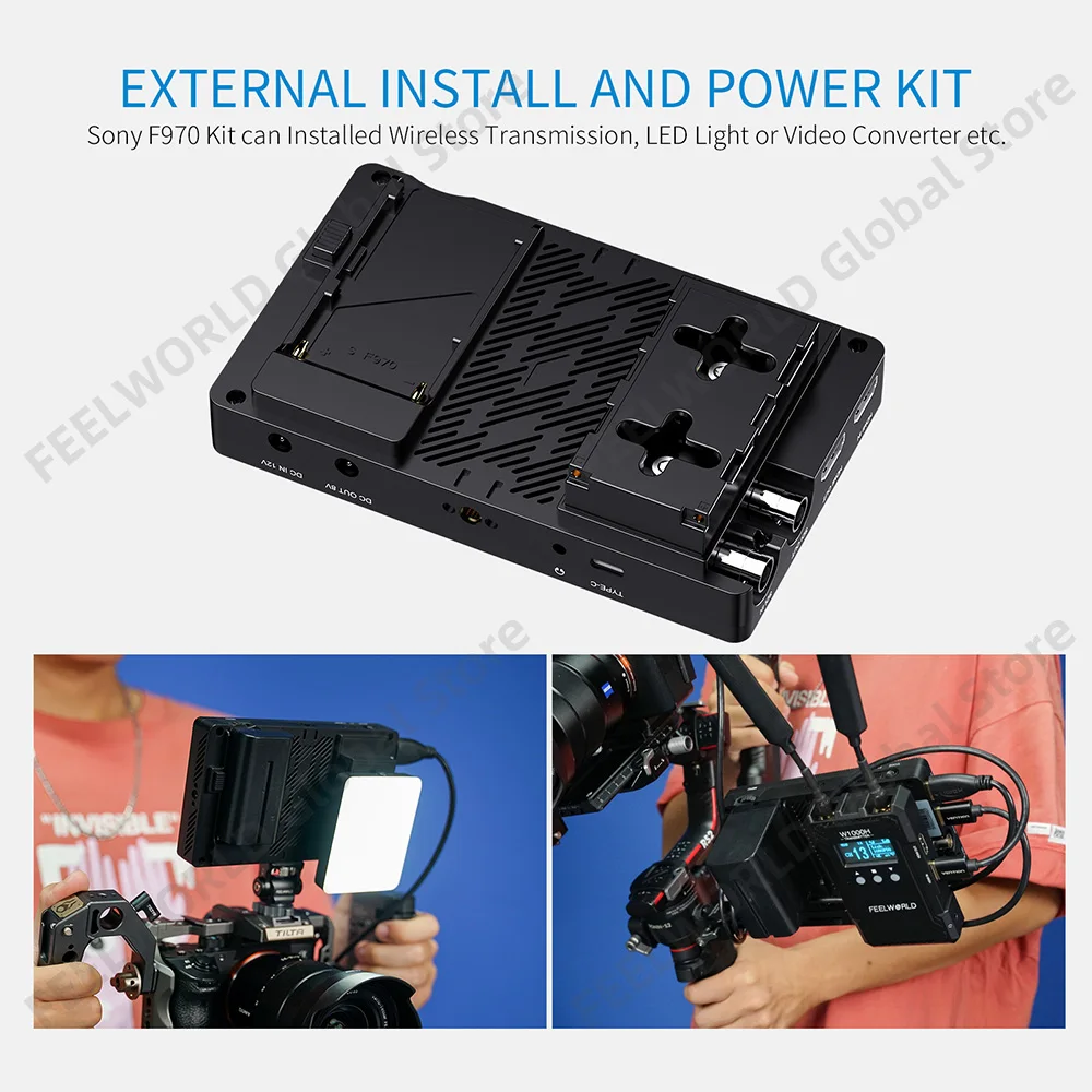 FEELWORLD FW568S 6 Inch On Camera Video Monitor IPS 1920X1080 3G-SDI 4K HDMI Input OUtput F970 External Power and Install Kit portable monitor dslr field monitor
