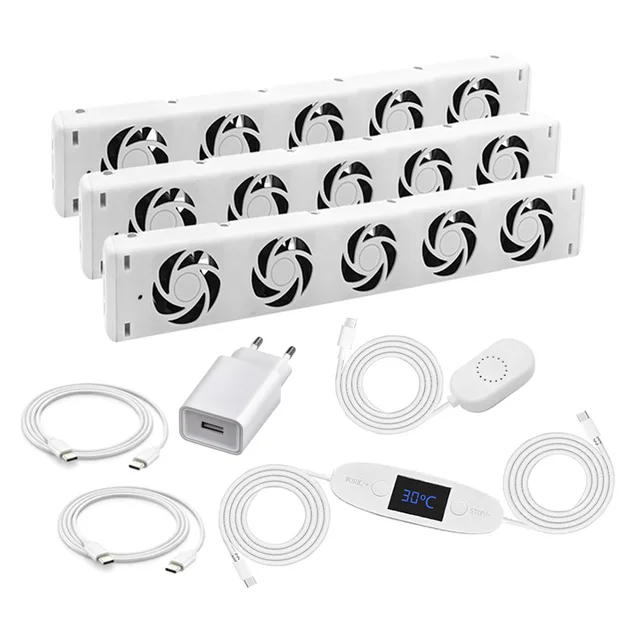 DC 5V/2A 5 Intelligent Cooling Fans For Heating Fireplace Intelligent Cooling Ventilation Radiator Ventilator Temperature Sensor 3
