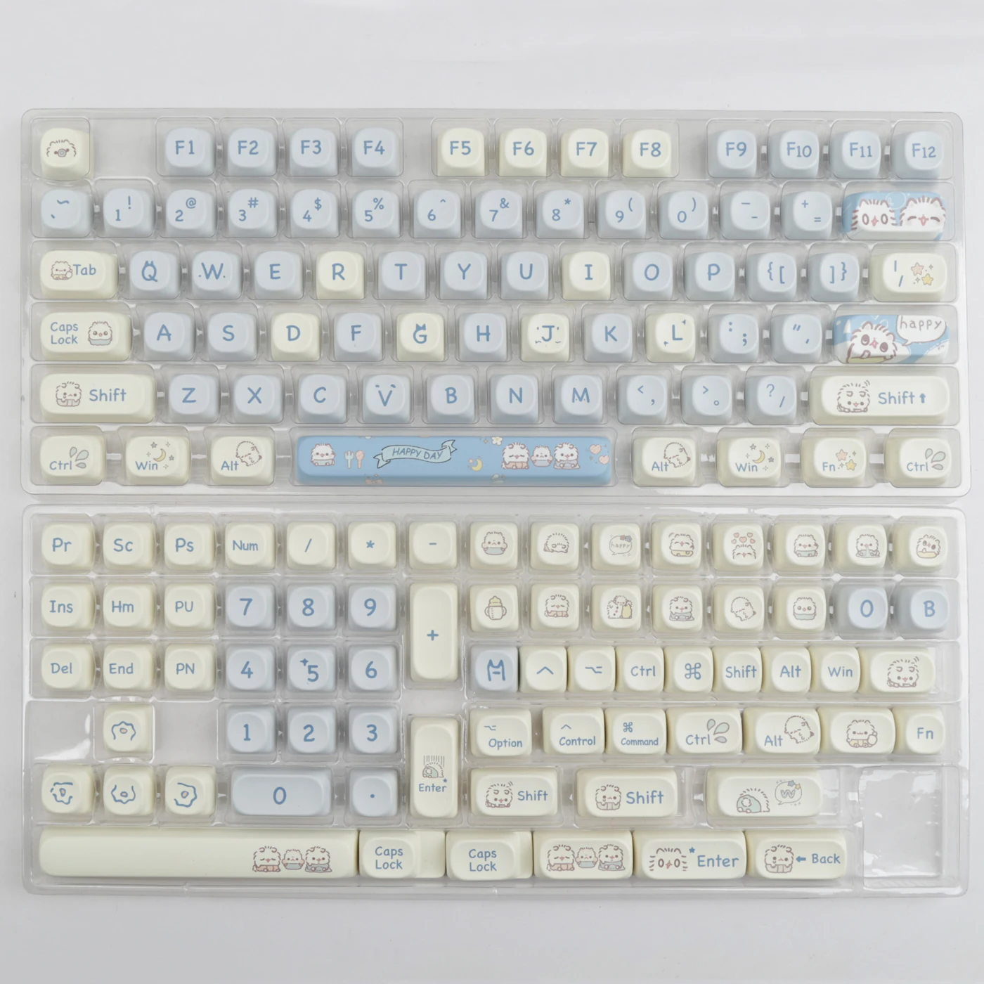 Teclado Mecânico Keycaps Grupo 5-sided Pintado Keycap Cereja mx Layout Ansi Moa Pbt Meow Tema Azul 5-sided Keys 144 Chaves - Imagem 2