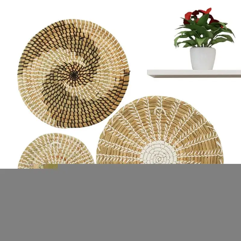 

Rattan Wicker Wall Basket Decoration Natural Wall Basket Decor Boho Rattan Round Wall Decor Handmade Farmhouse Hanging Bedroom