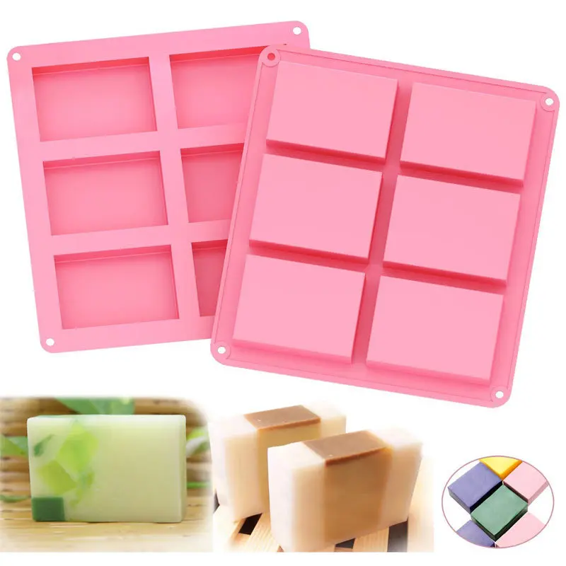

6 Cavity Square Soap Silicone Mold Chocolate Cake Pudding Bakeware Mould Handmade Soap Mold Ice Cube Mold Baking Mould