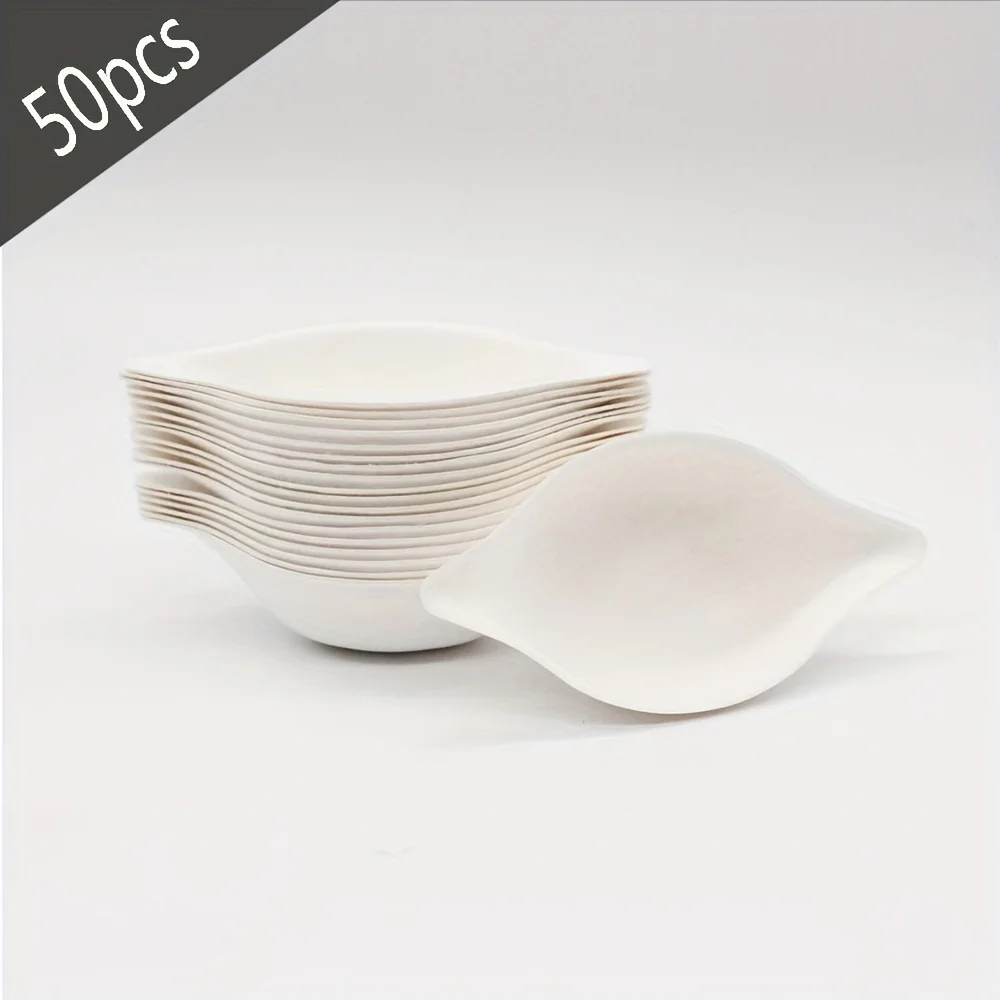 disposable sugarcane bagasse small bowl, lemon shaped, disposable tableware, sauce bowl, fruit cutting bowl 50pcs