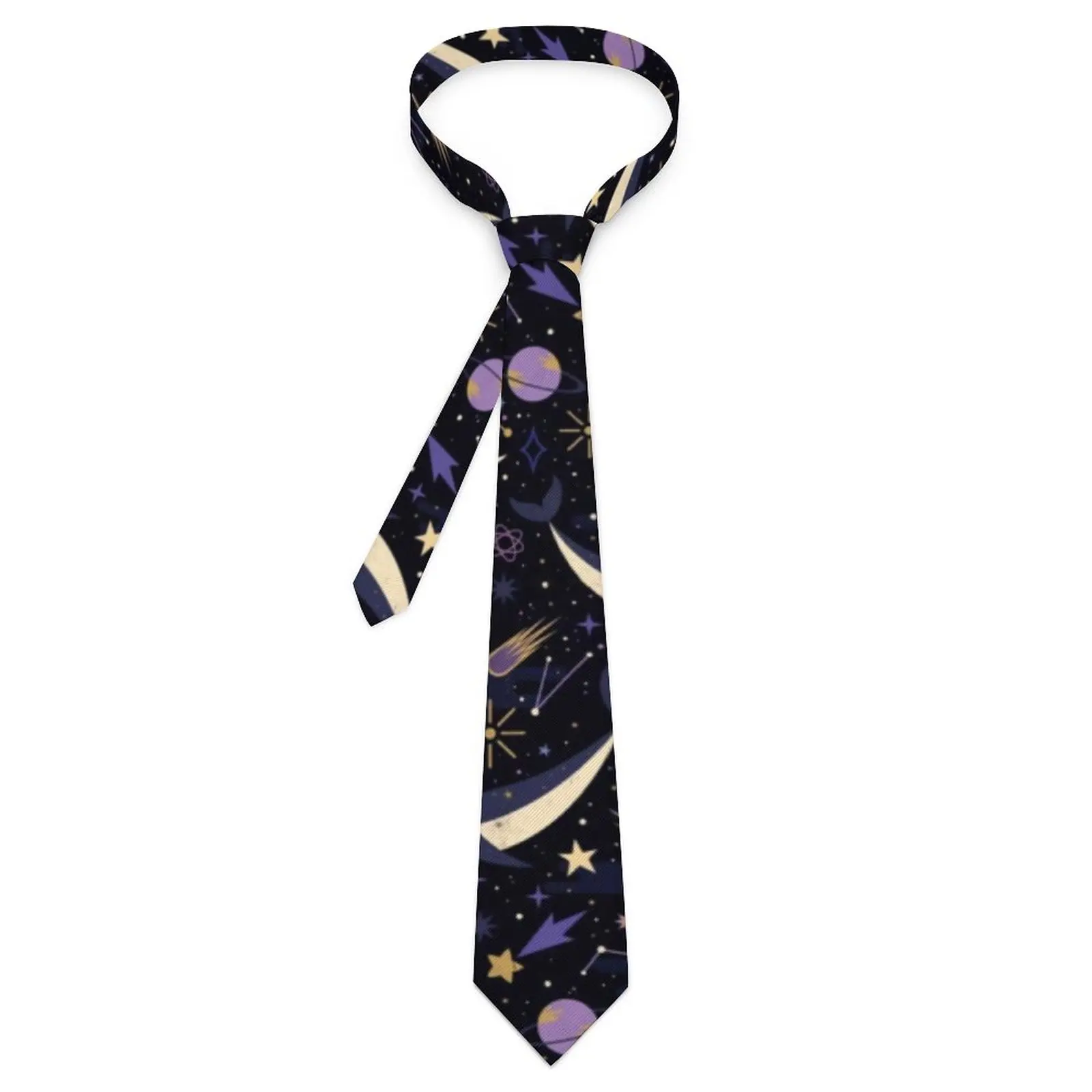 

Cartoon Moon Tie Sea Space Print Leisure Neck Ties Retro Trendy Neck Tie For Men Women Custom Collar Tie Necktie Gift