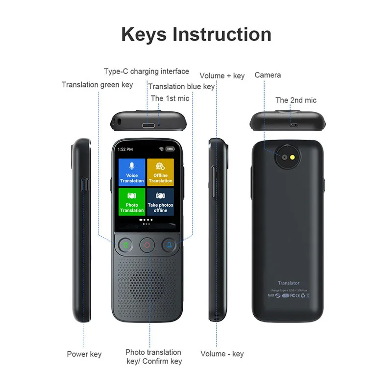 T10 pro 5MP Smart voice language translator 138 Languages Voice Photo Translation WIFI/Offline works ChatGPT Function Business Abroad