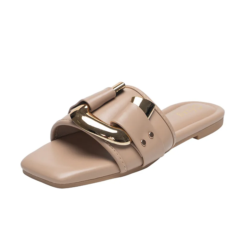 thumbnail image 1 of Bailamos Zapatos de mujer Sandalias de punta redonda y suela gruesa con punta abierta Sandalias romanas con hebilla de metal de verano 2024, 1 of 5