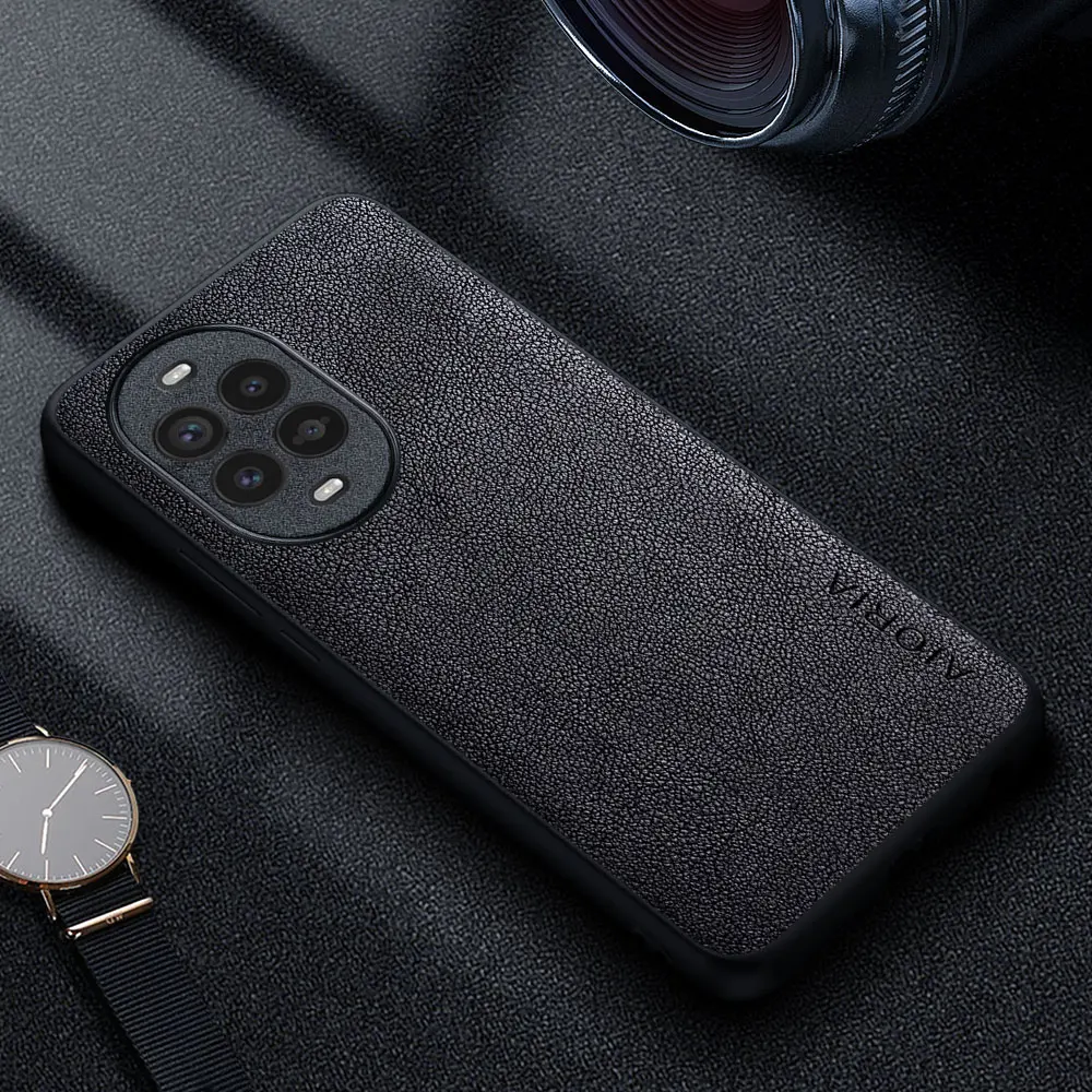 Premium Luxury Leather Phone Case - Retro Business Style Solid Color Cover