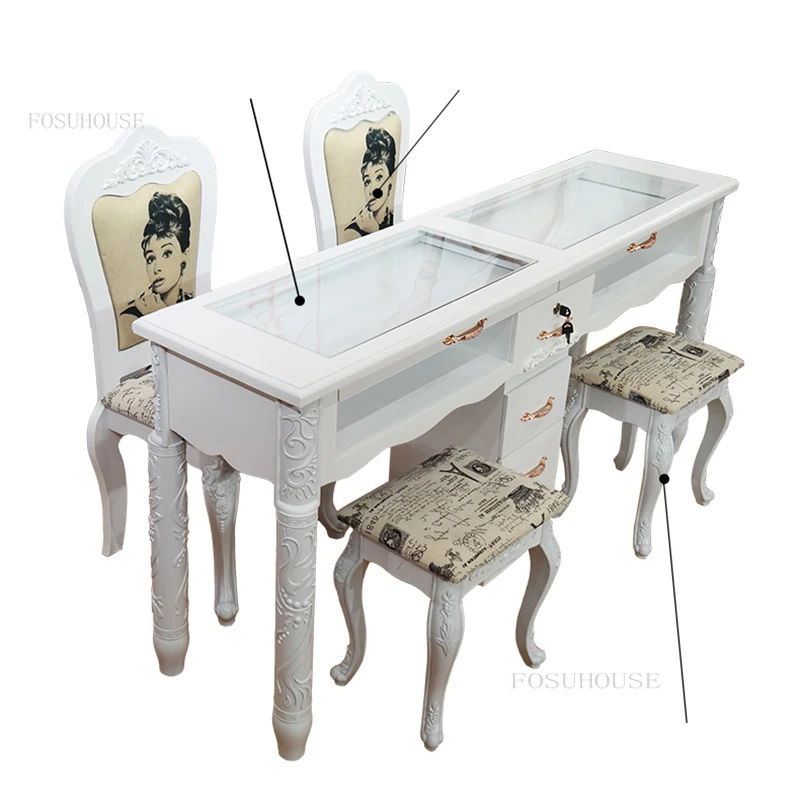 New Household Nail Tables Bedroom Manicure Table Clothing Store Commercial Display Stands Salon Furniture Nail Table with Drawer