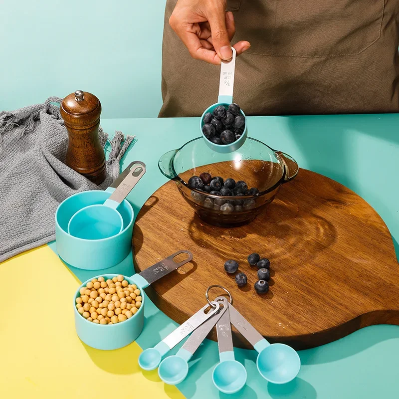 الغذاء الصف الفولاذ المقاوم للصدأ والبلاستيك أدوات الخبز مجموعة متعددة الوظائف الاستخدام المنزلي قياس ملعقة كوب مجموعة أدوات المطبخ الخبز