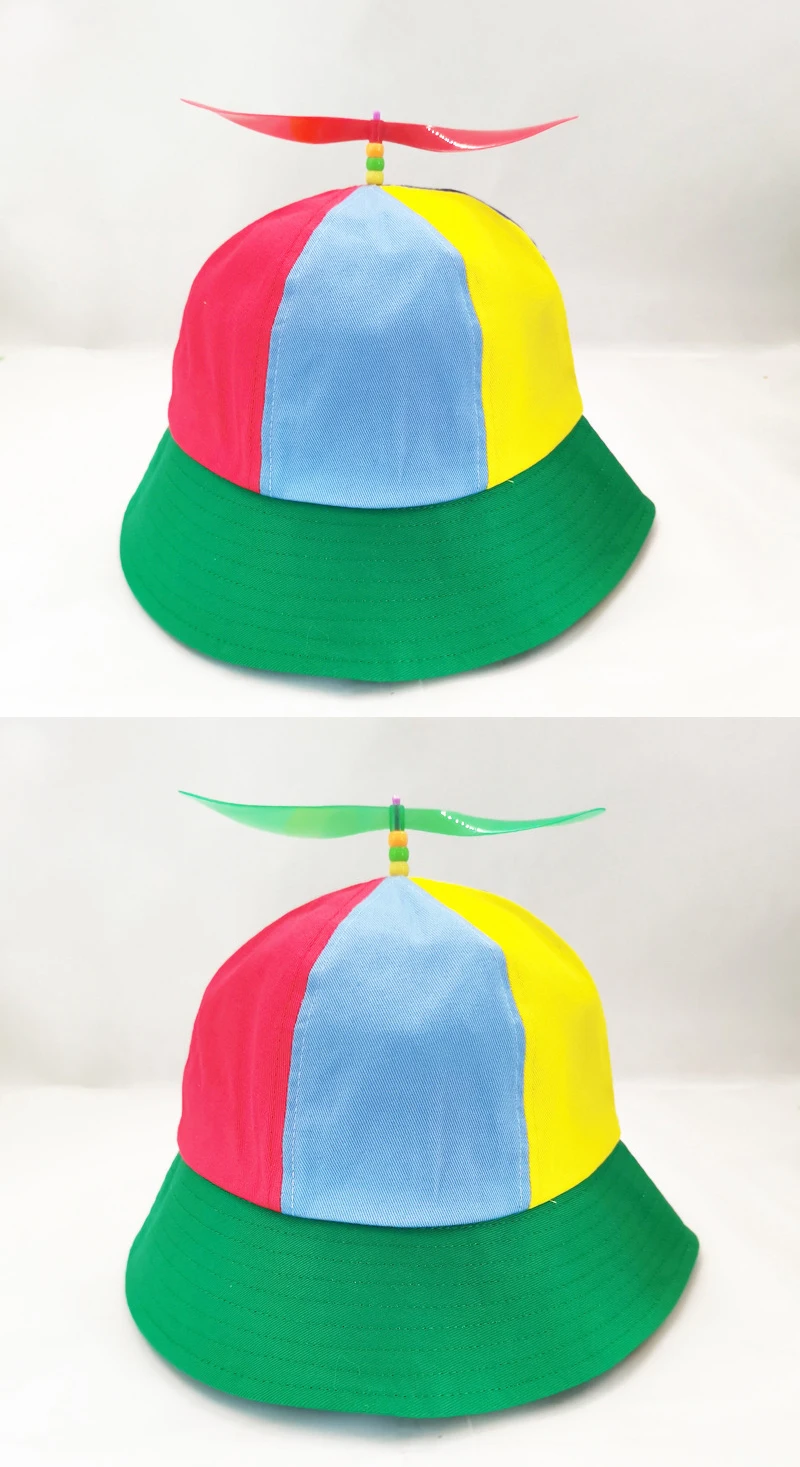 New Custom Logo Parent Child Cotton Helicopter Propeller Bucket Cap Outdoor Unisex Color Matching Sun Protection Fisherman Hat