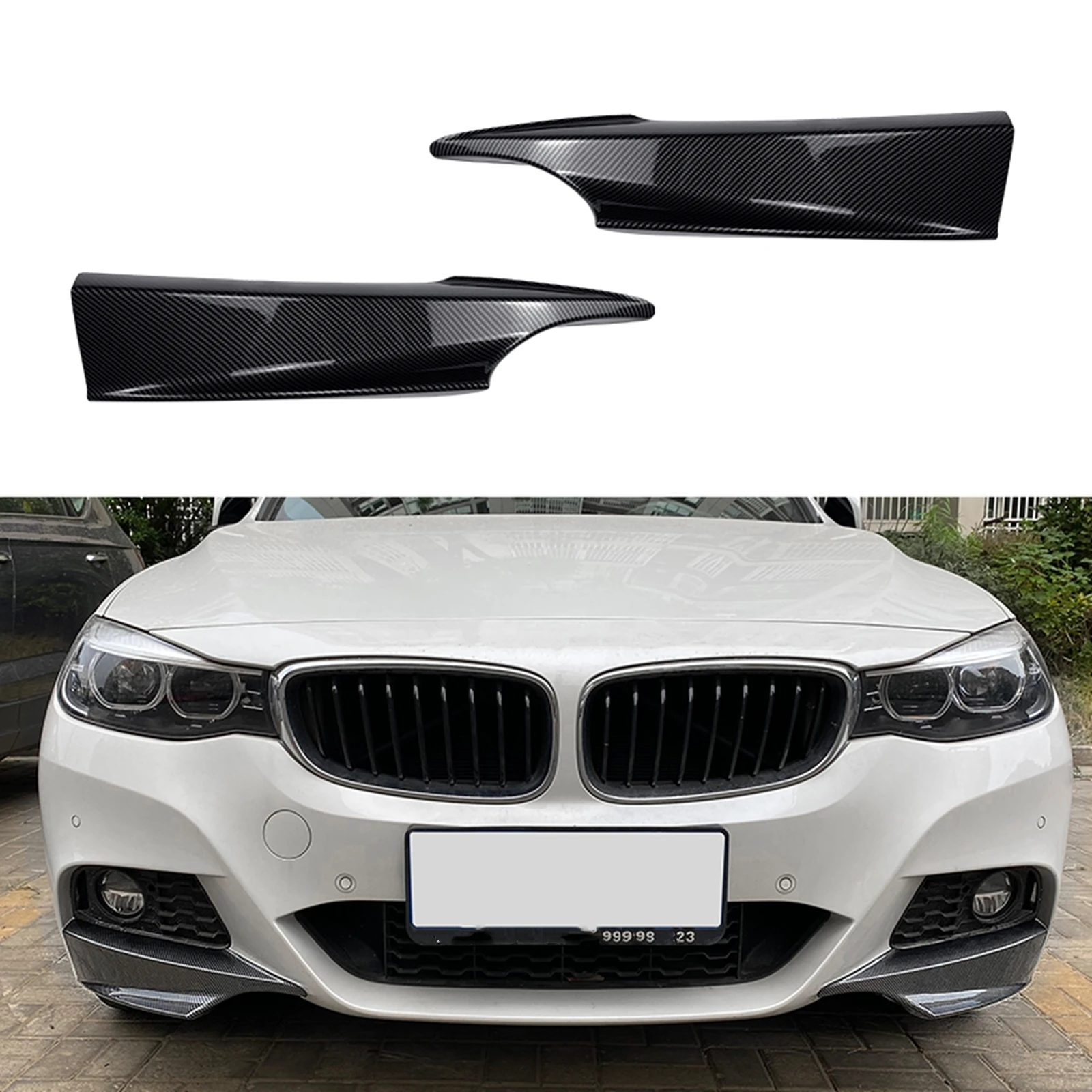 

Carbon Fiber Look Gloss Black Front Bumper Side Cover Lower Spoiler Guard For BMW 3 Series F34 320i 325i M Sport 2014-2019 GT
