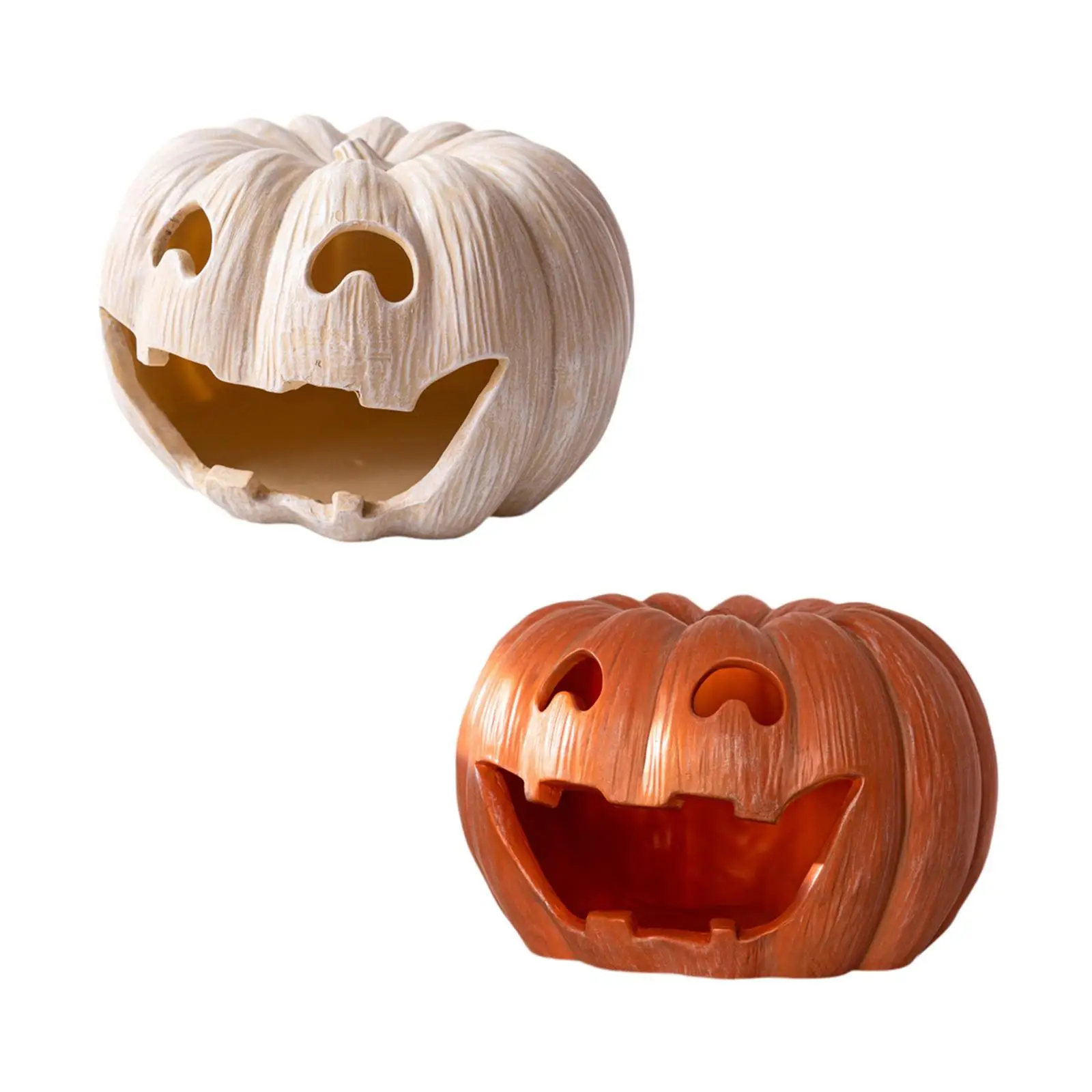 Pumpkin Tealight Candle Holder Resin Candlestick Table Centerpiece Lantern Halloween Decoration for Fireplace Mantel Festival